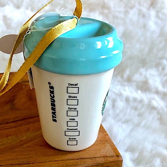 Disney Parks Starbucks Epcot Mini Tumbler Ceramic Christmas Ornament - Picture 3 of 5